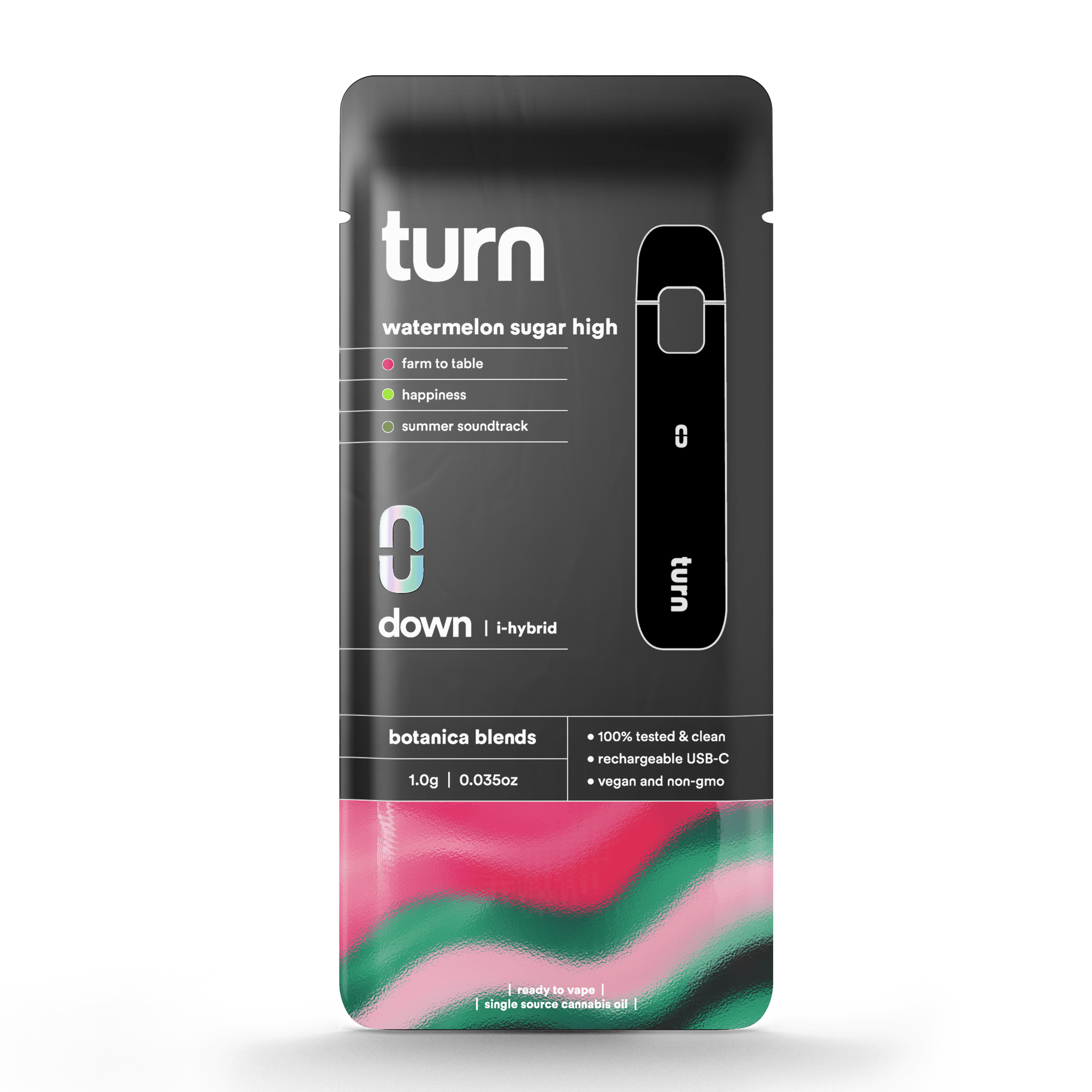 TURN BOTANICAL BLENDS THC-P 2G DISPOSABLE 5CT/BOX | WATERMELON SUGAR HIGH (H)