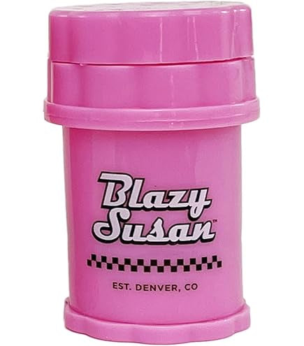 BLAZY SUSAN 4-PIECE HERB SAVER GRINDER PLASTIC MINI PINK CHECKERS