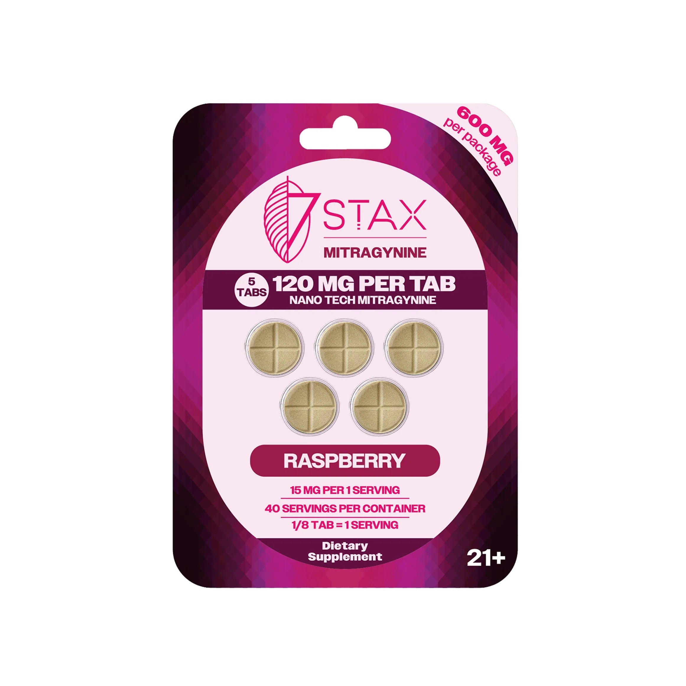 7 STAX RASPBERRY 5 CT 120 MG PER TAB
