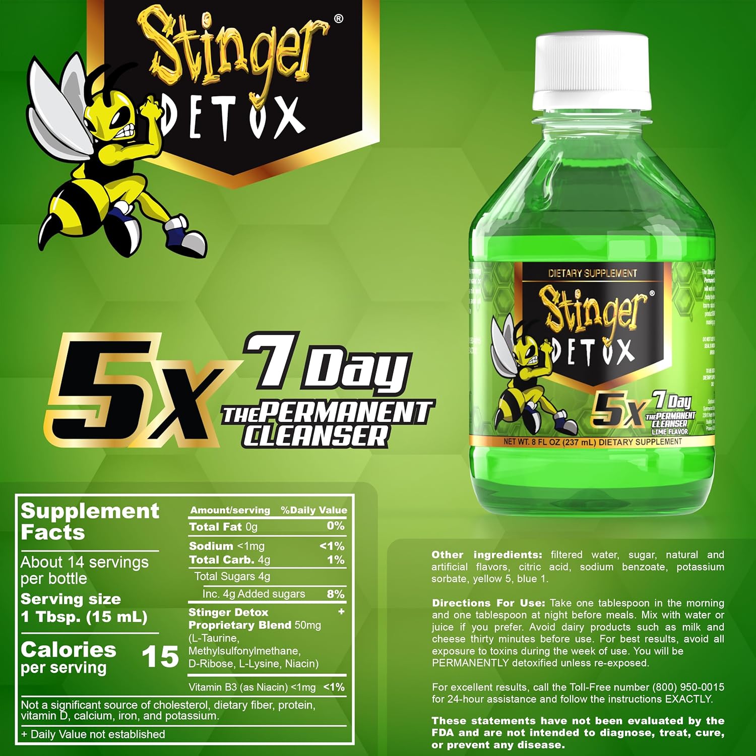 STINGER DETOX 7 DAY " PERMANENT" CLEANSER - LIME - triplebuzzsmokeshop