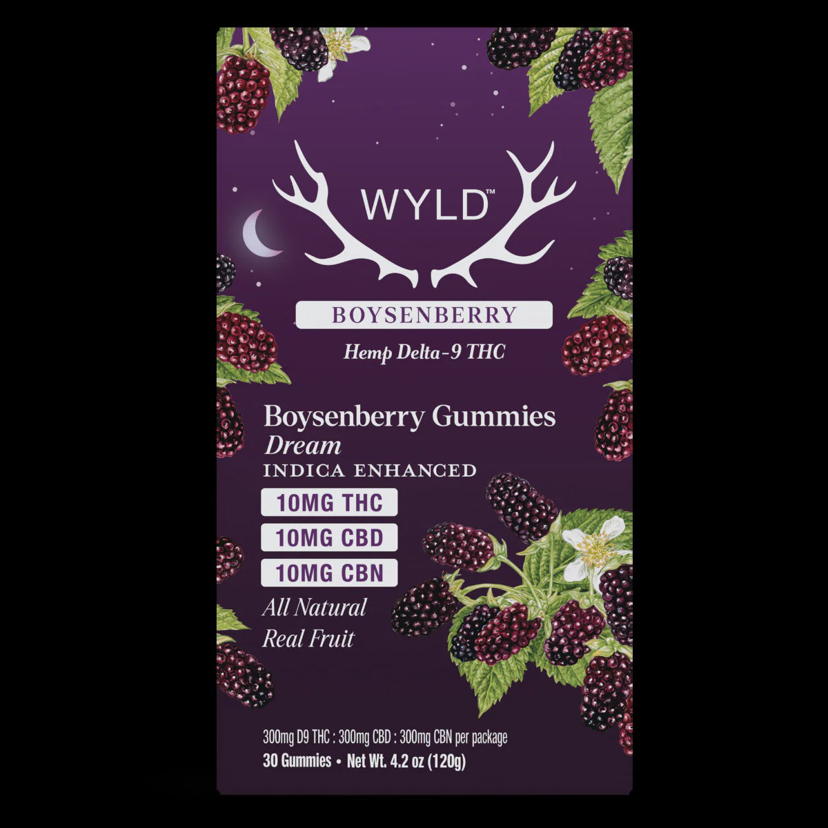WYLD D9 300MG CBD 300MG CBN 300MG BOYSENBERRY INDICA