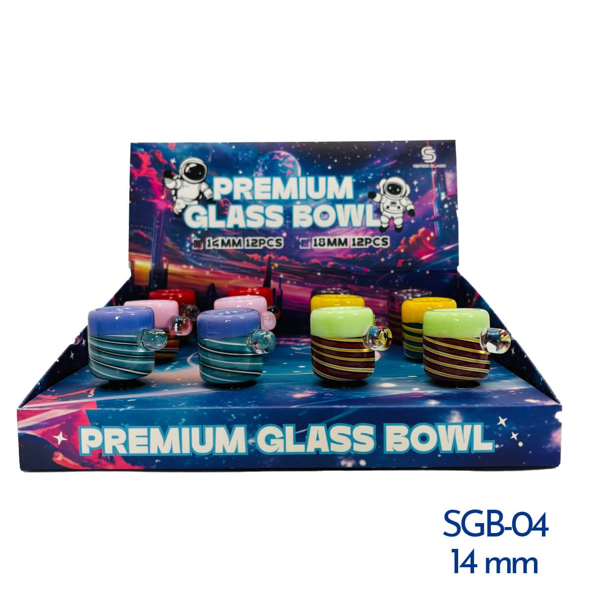 SENSE GLASS PREMIUM GLASS BOWL 14mm male 12ct/DISPLAY (SGB-18)