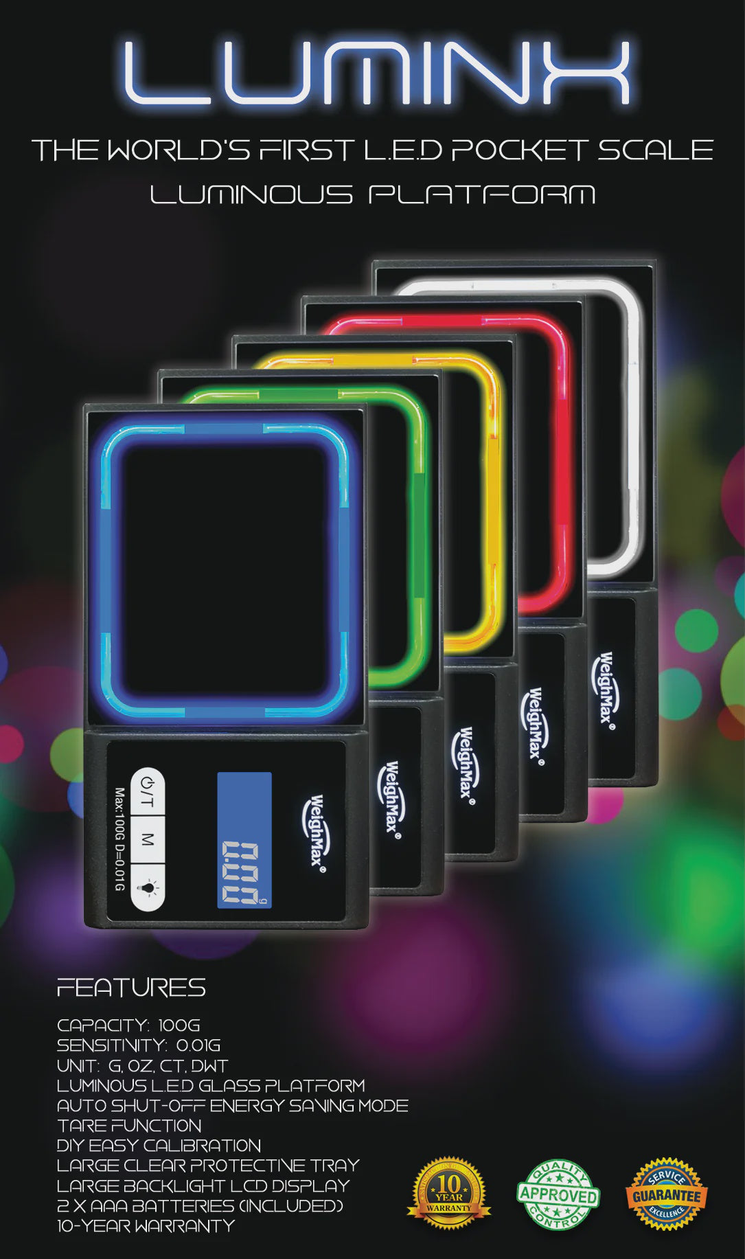 LUMINX POCKET SCALE 100G/0.01G/GREEN