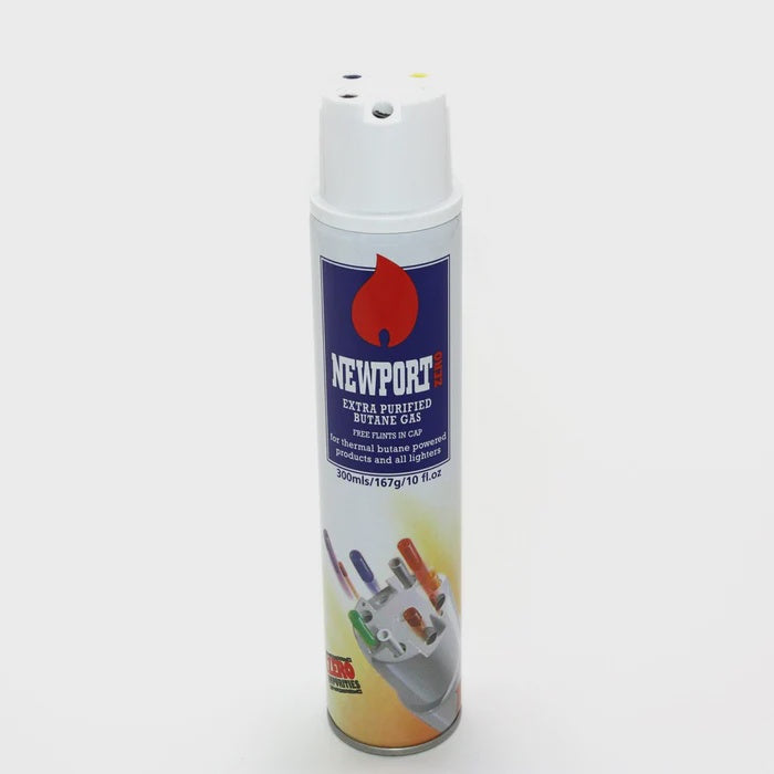 NEWPORT ZERO EXTRA PURIFIED BUTANE 300ML W/FREE FLINTS