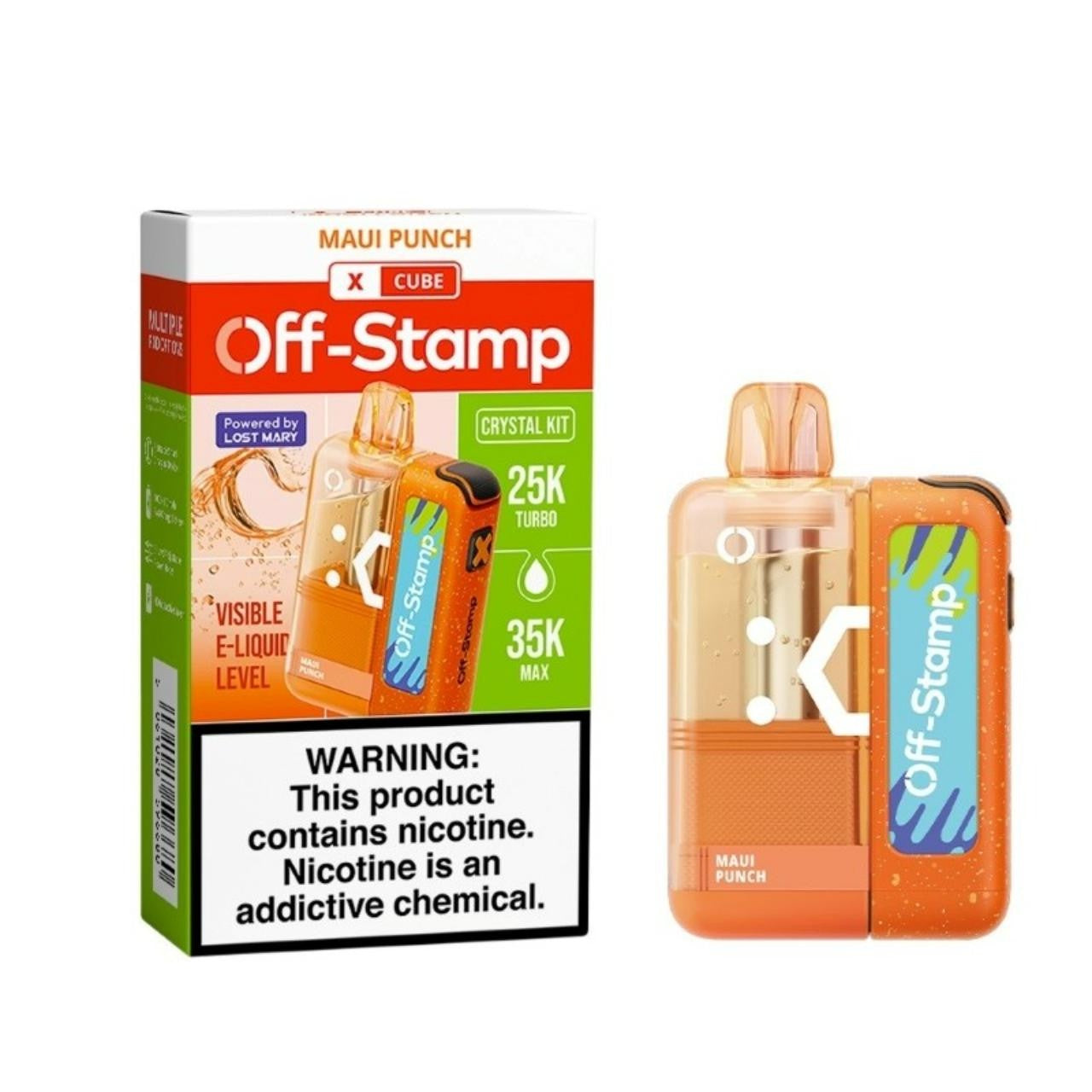 OFF STAMP X-CUBE CRYSTAL KIT POWERED BY LOST MARY 35K PUFF DISPOSABLE 5CT/BOX | MAUI PUNCH