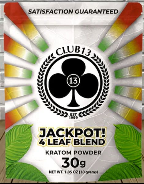 CLUB 13 JACKPOT 4 LEAF BLEND KRATOM POWDER 30g