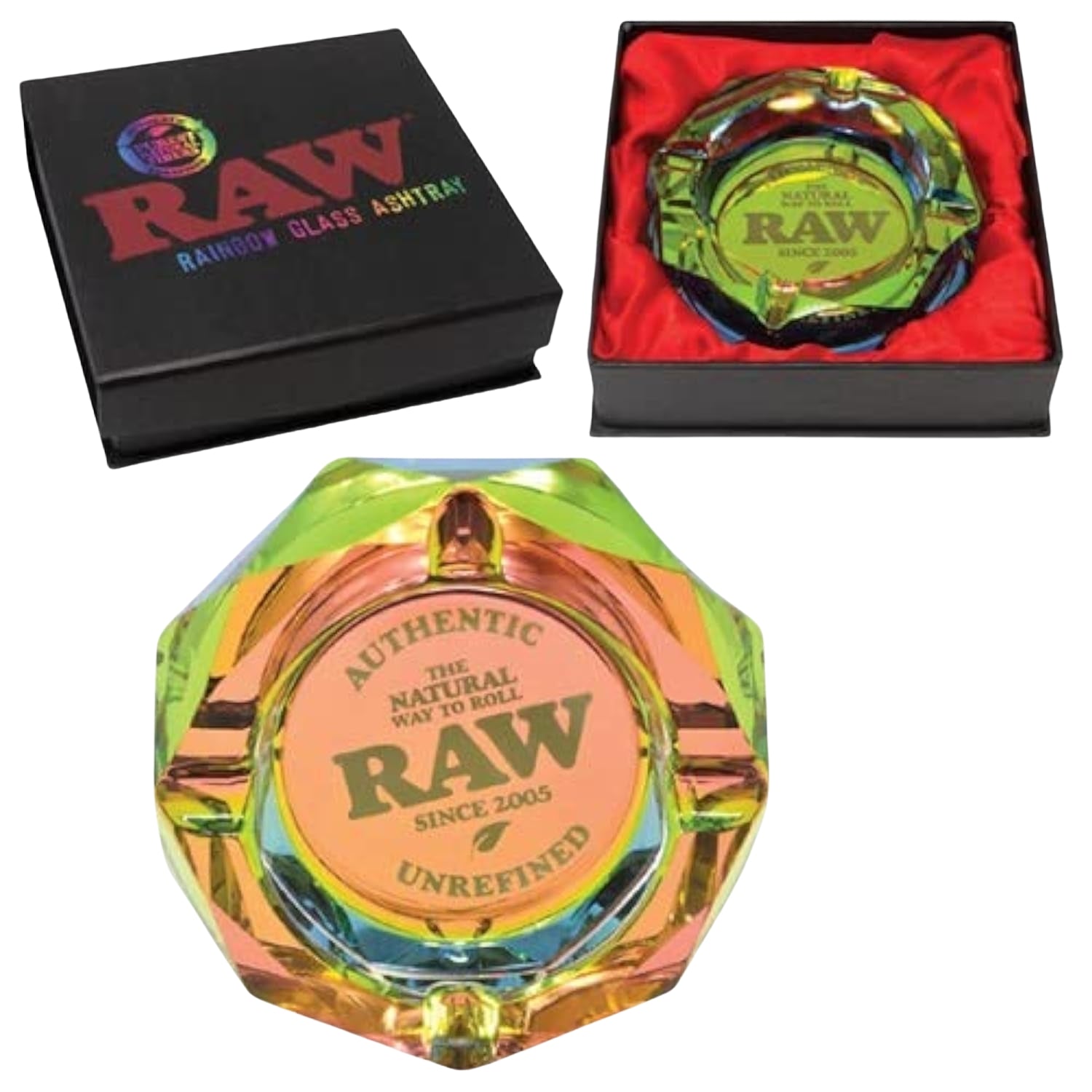 Raw Glass Ashtray Rainbow Color