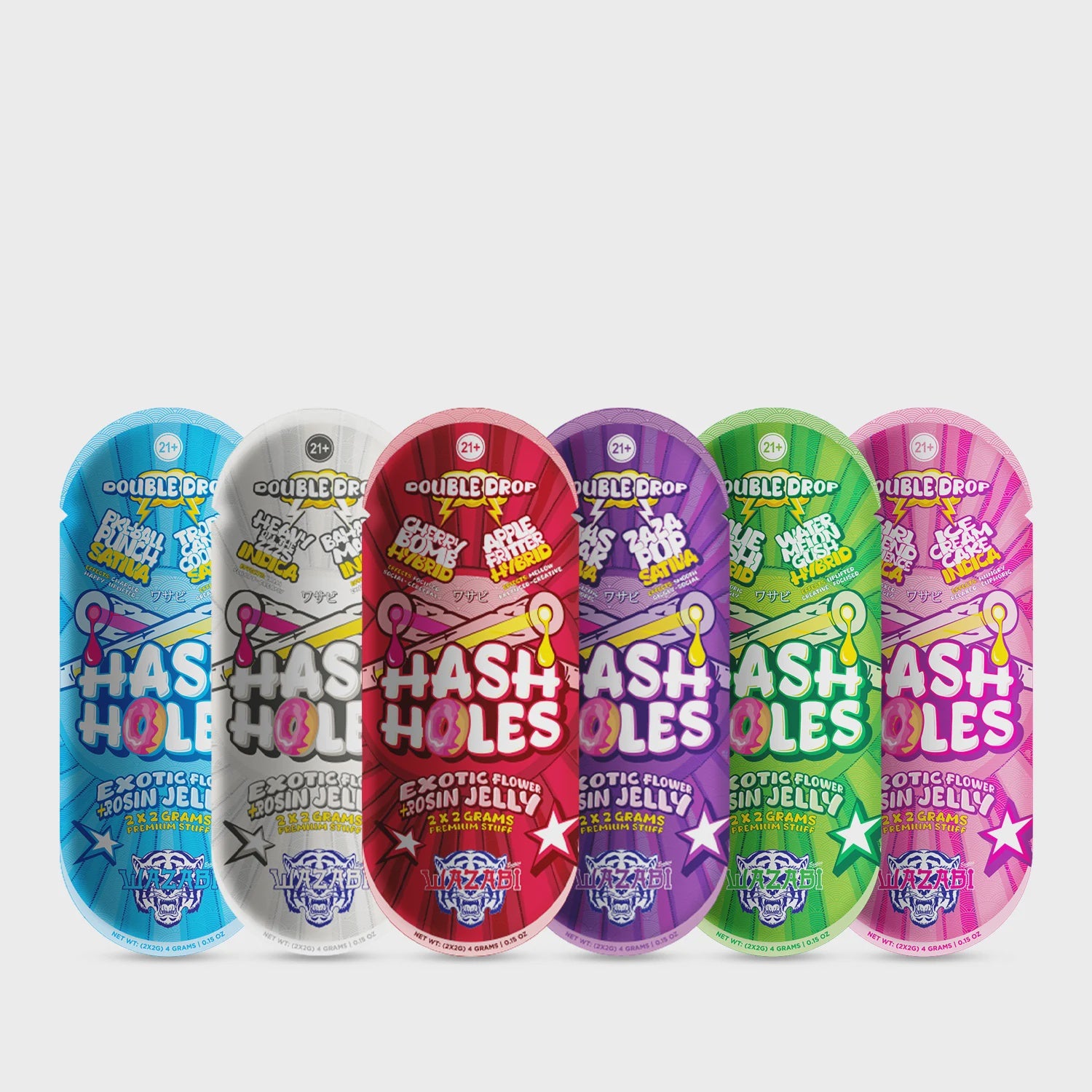WAZABI HASH HOLES Live Rosin THC-P 2g PreRoll DOUBLE DROP 2/Pk MAKI KUSH / LAZY LABUBU INDICA