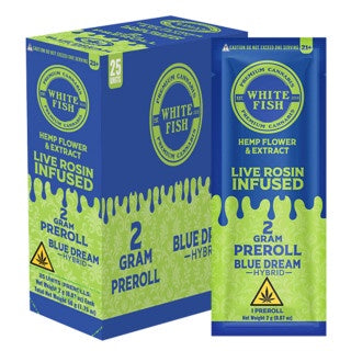 WHITE FISH 2G LIVE ROSIN INFUSED THC-P PRE ROLL  25CT/BOX | BLUE DREAM (H)