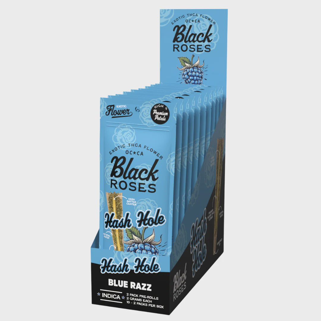 Black Roses THC-A Hash Hole, 2pk BOX OF 10 Blue Razz - indica
