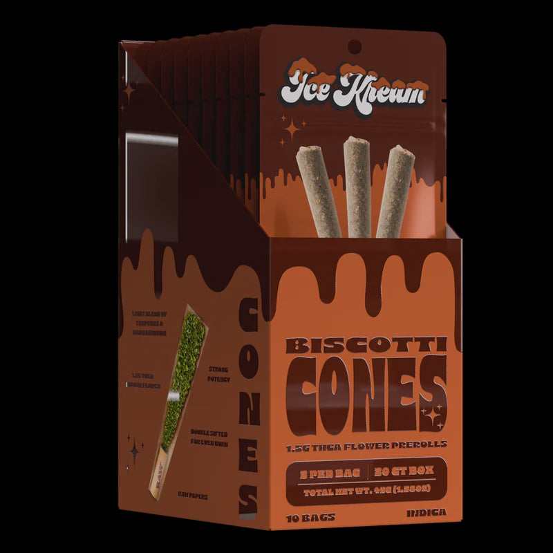 ICE KREAM 1.5G CONES THCA PRE ROLLS 3PK BISCOTTI