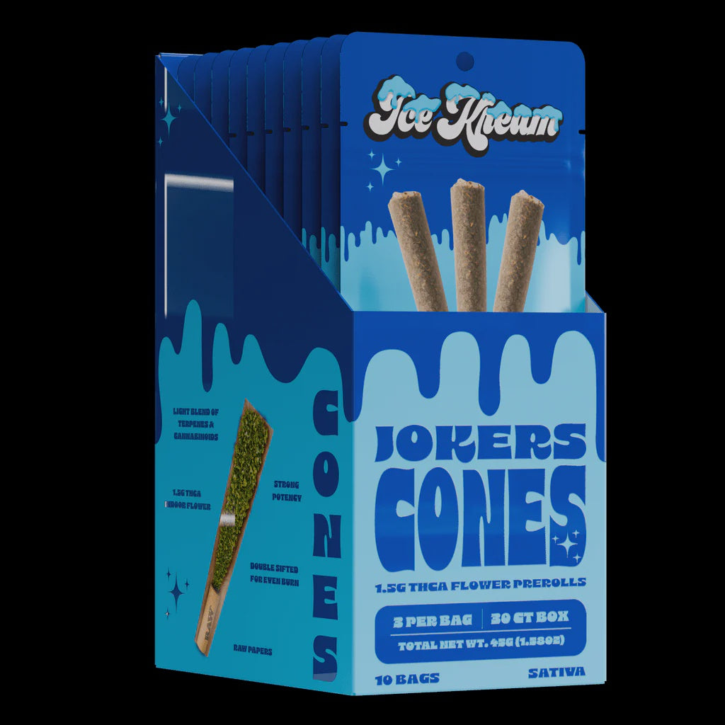 ICE KREAM 1.5G CONES THCA PRE ROLLS 3PK JOKERS