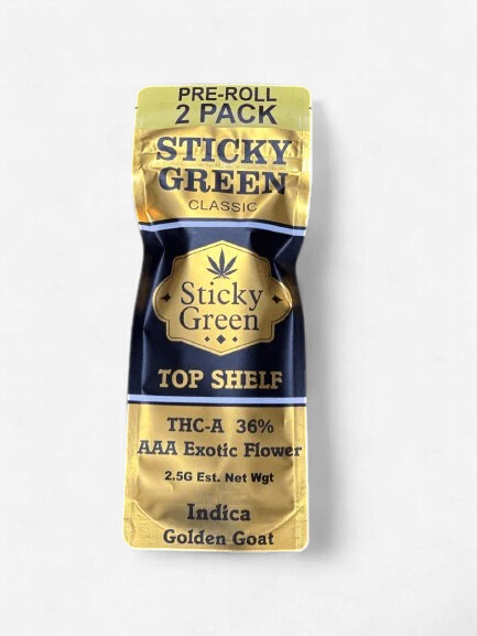 STICKY GREEN 2.5G GOLD PRE ROLLS 2PK 10CT  INDICA