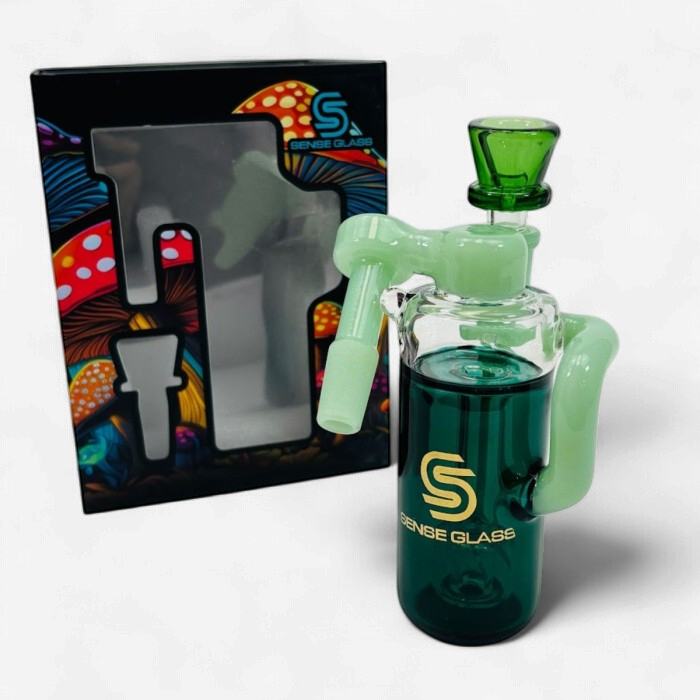 SENSE GLASS ASH CATCHER 14mmMALE 45° M.GREEN/LK.GREEN