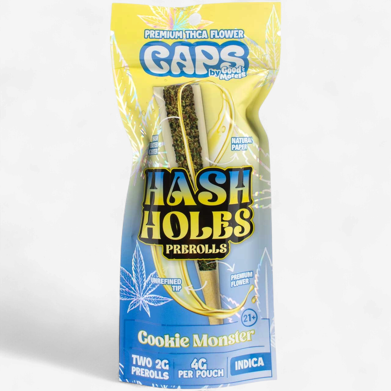 CAPS THCA HASH HOLE PRE ROLLS 2PK 10CT COOKIES MONSTER - INDICA