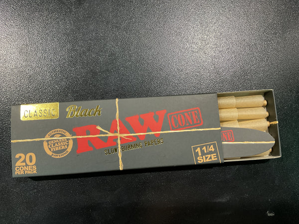 RAW CONES 1 1/4 BLACK