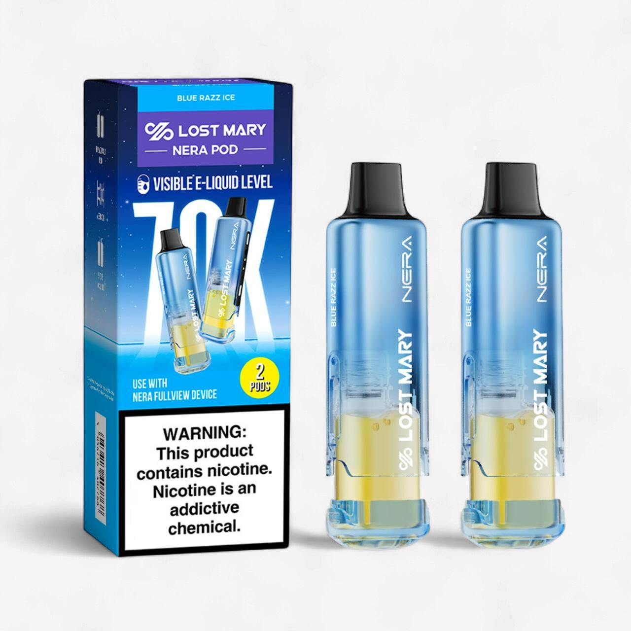 LOST MARY NERA POD 70K PUFF 10CT DISPOSABLE PODS 2CT/PK 5PK/BOX | BLUE RAZZ ICE