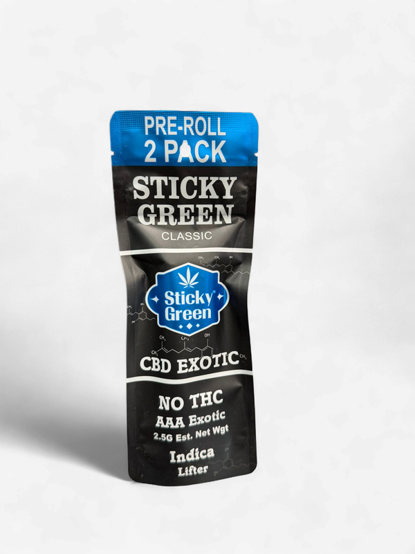 STICKY GREEN CBD EXOTIC CLASSIC 2.5GR PREROLL 2PK LIFTER INDICA