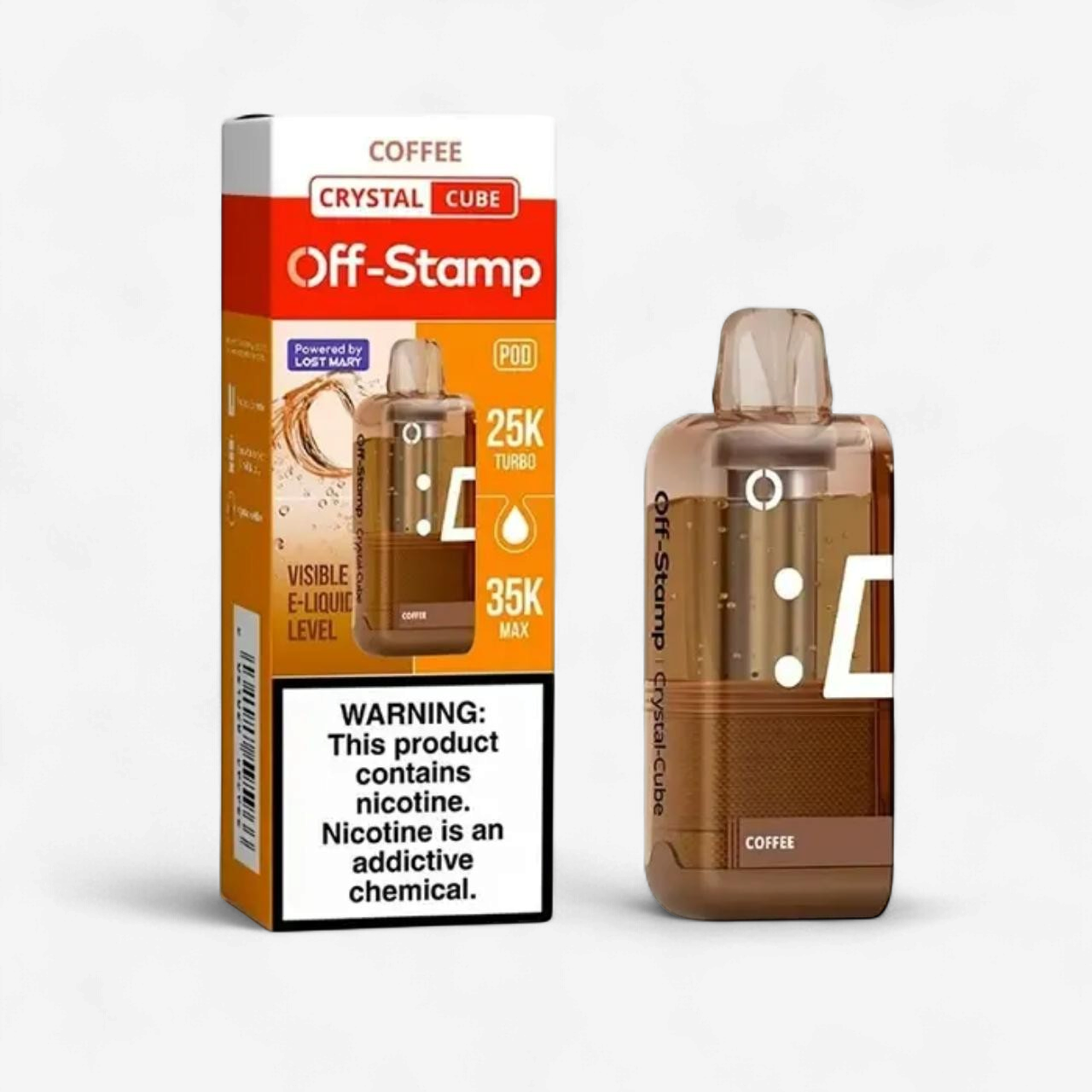 OFF STAMP CRYSTAL CUBE REFILLS POWERED BY LOST  MARY 35K PUFF DISPOSABLE 5CT/BOX | COFFEE