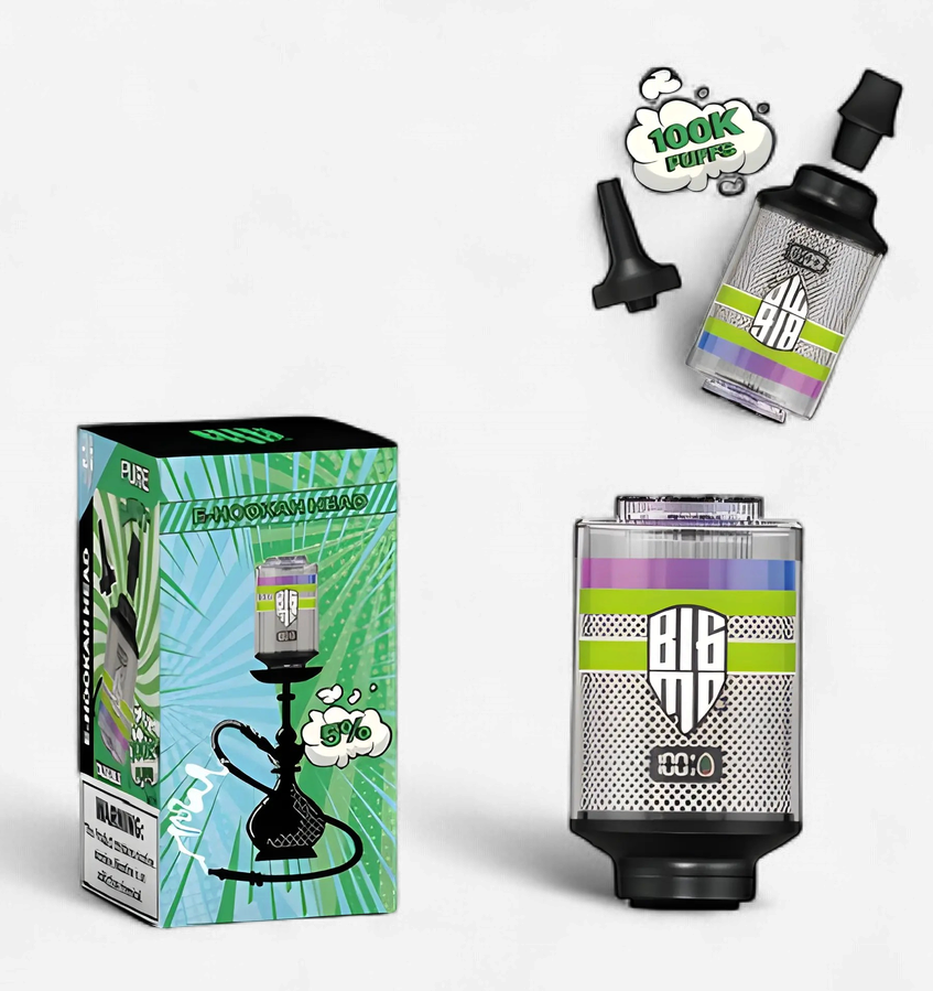 BIGMO 100K PUFF E HOOKAH HEAD SINGLE | PURE MINT