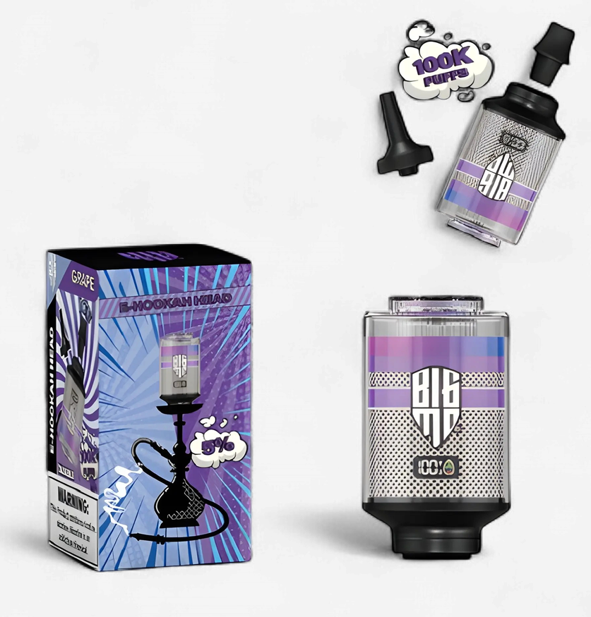 BIGMO 100K PUFF E HOOKAH HEAD SINGLE | GRAPE ICE