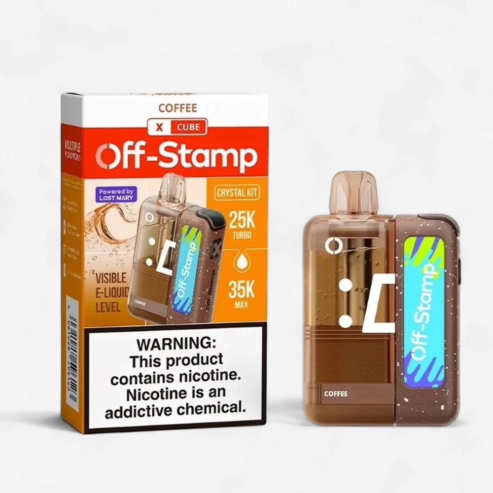 OFF STAMP X-CUBE CRYSTAL KIT POWERED BY LOST  MARY 35K PUFF DISPOSABLE 5CT/BOX | COFFEE