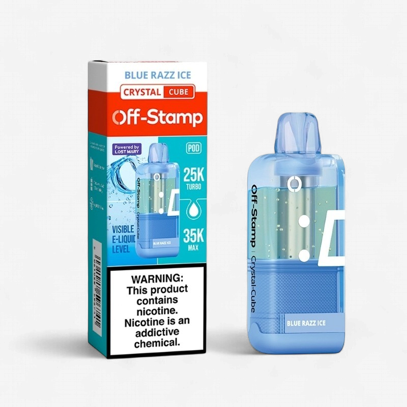 OFF STAMP X-CUBE CRYSTAL KIT POWERED BY LOST  MARY 35K PUFF DISPOSABLE 5CT/BOX | BLUE RAZZ ICE