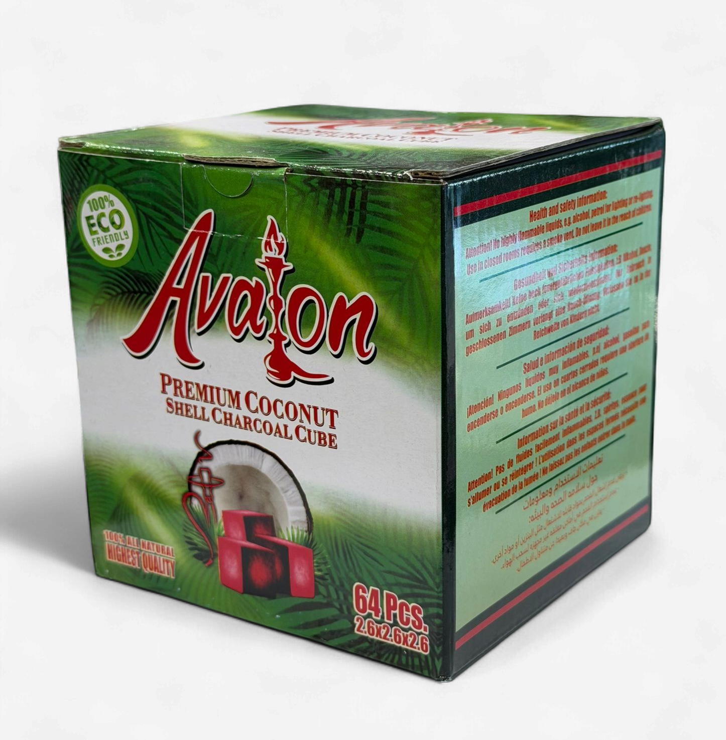 AVALON PREMIUM COCONUT SHELL CHARCHOAL CUBE 64PCS 2.6