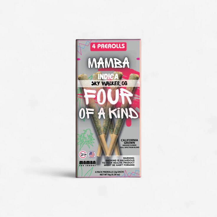 MAMBA FOUR OF A KIND 2G PREROLLS 4PK 10CT SKY WALKER OG - INDICA