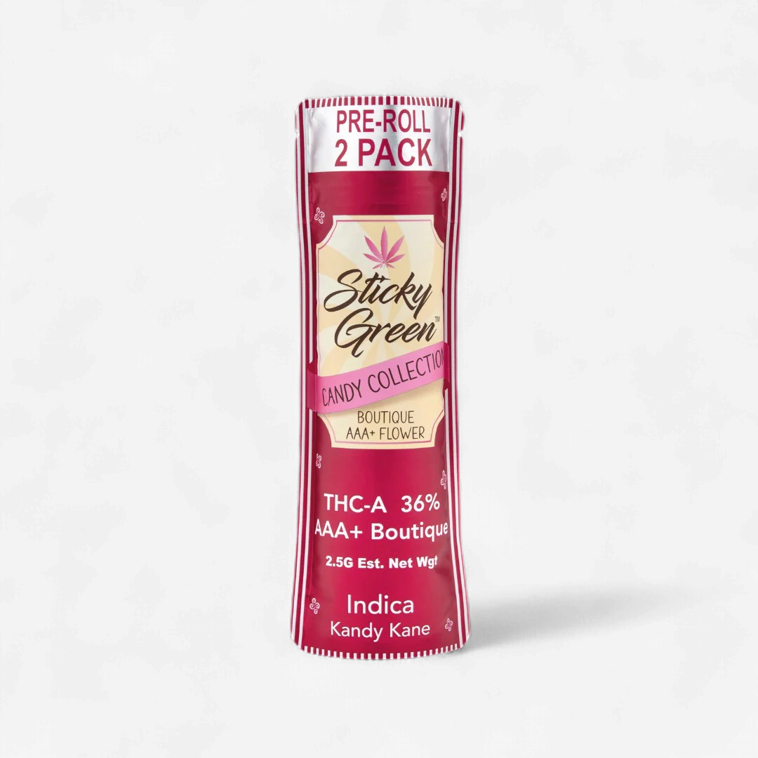 STICKY GREEN 2.5G CANDY PRE ROLLS 2PK 10CT KANDY KANE INDICA