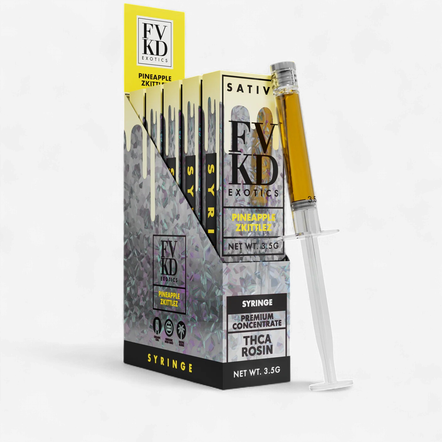 FVKD SYRINGE 3.3ML 5PK - PINEAPPLE ZKITTLEZ SATIVA
