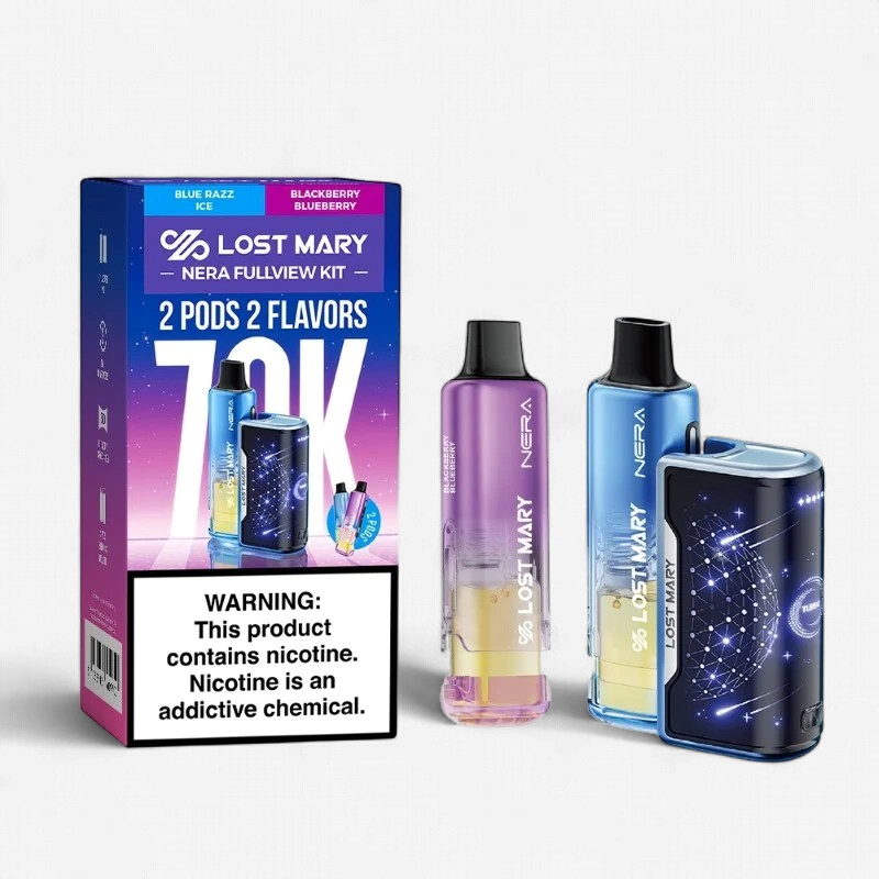 LOST MARY NERA FULLVIEW KIT 70K PUFFS DISPOSABLE 5CT/BOX | BLUE RAZZ ICE & BLACKBERRY BLUEBERRY