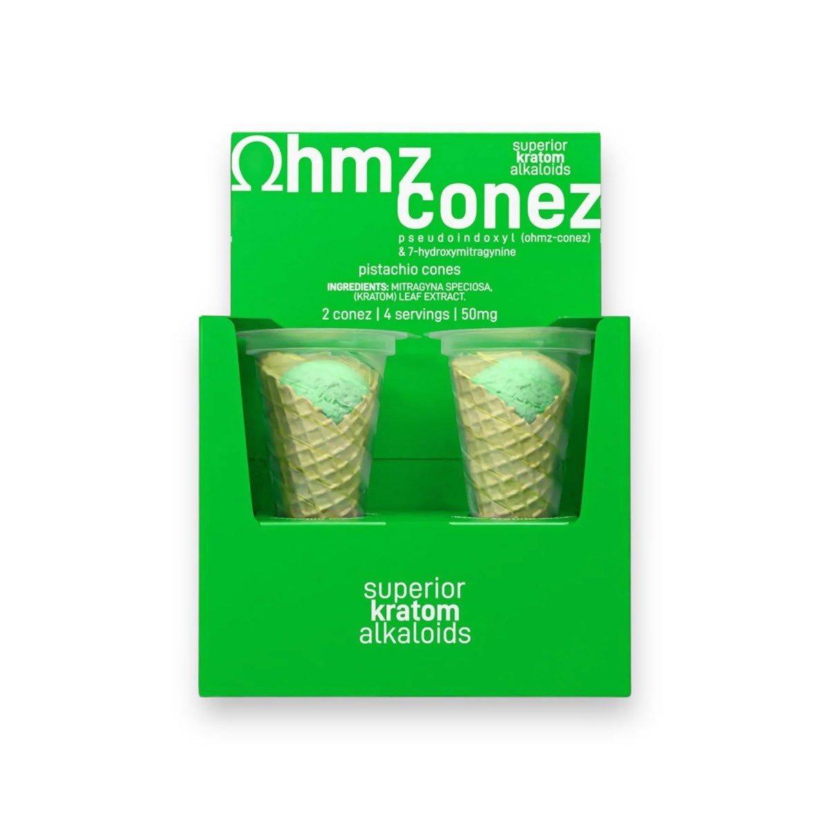 OHMZ CONEZ 7OH+PSEUDO 50mg CONES 2/Pk PISTACHIO
