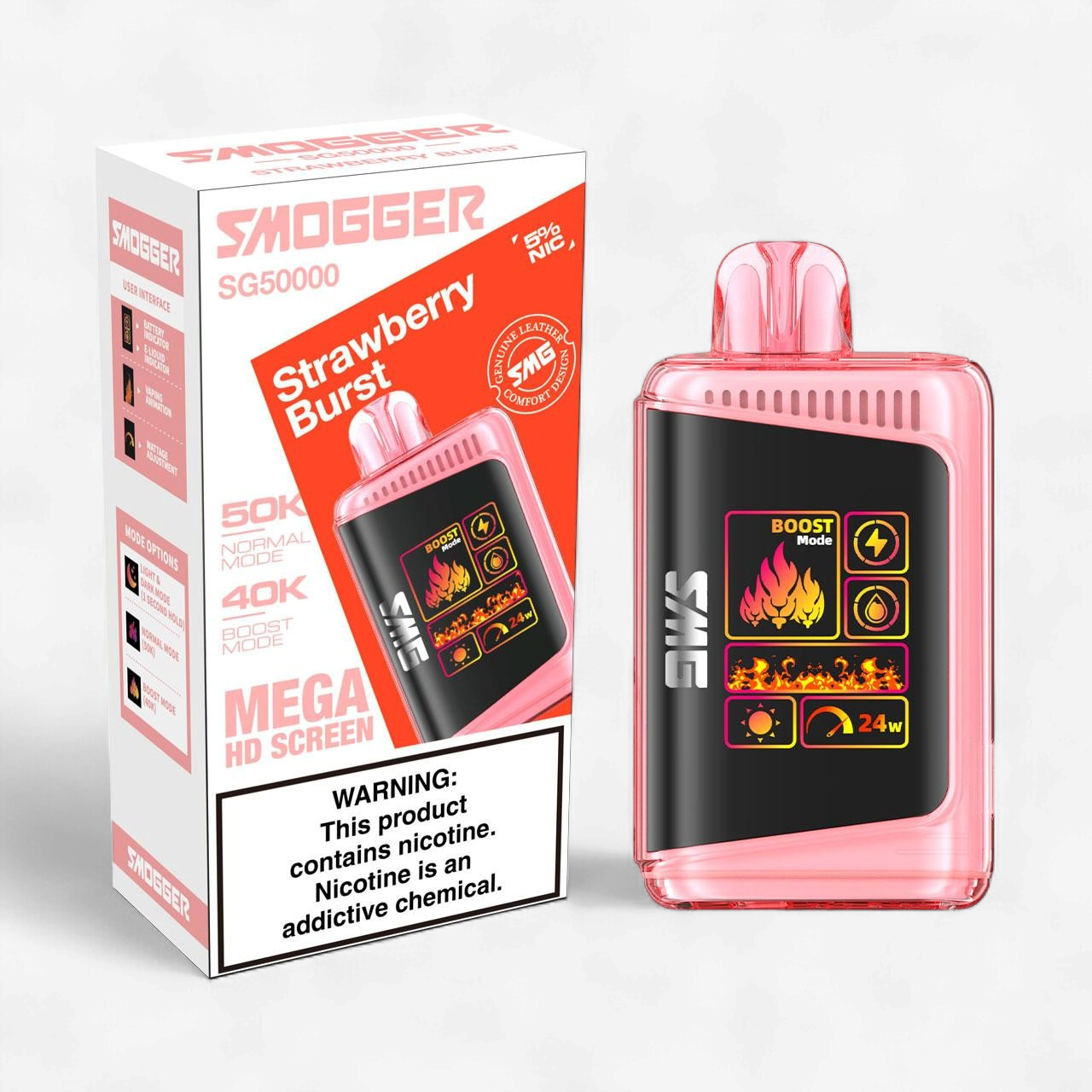 SMOGGER STRAWBERRY BURST MEGA HD SCREEN VAPES