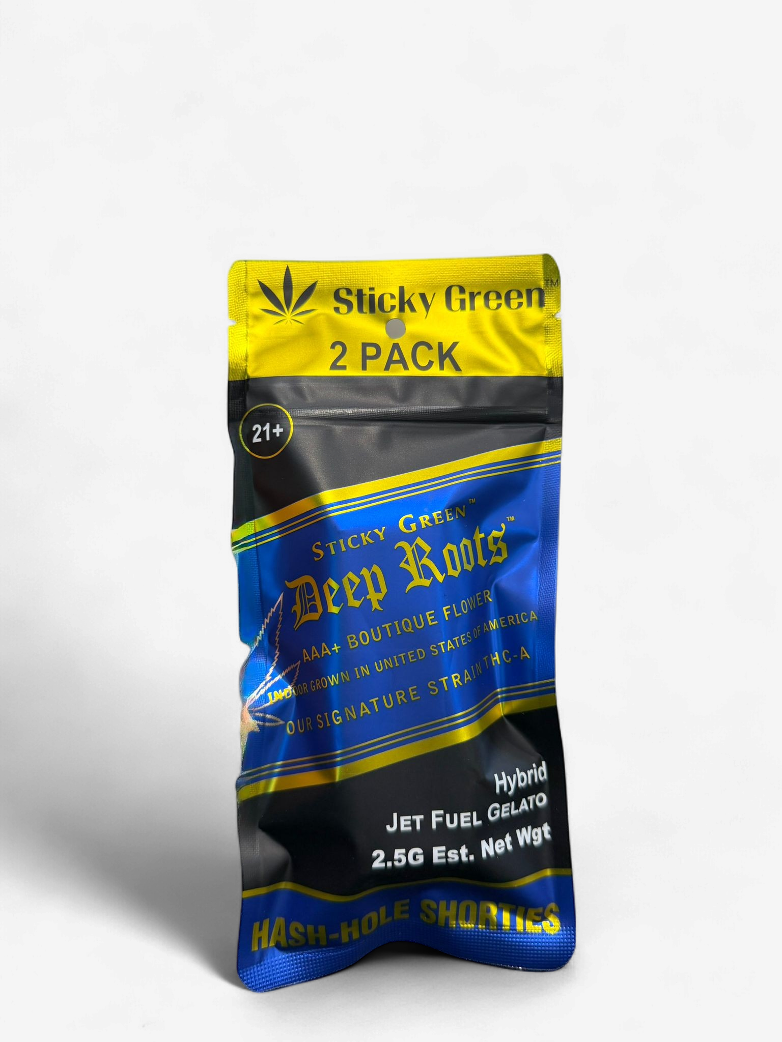 STICKY GREEN DEEP ROOTS HASH HOLE Shorties 1.25g PreRoll 2/Pk JET FUEL GELATO HYBRID