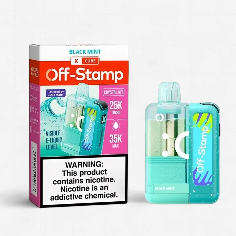 OFF STAMP X-CUBE CRYSTAL KIT POWERED BY LOST MARY 35K PUFF DISPOSABLE 5CT/BOX | BLACK MINT