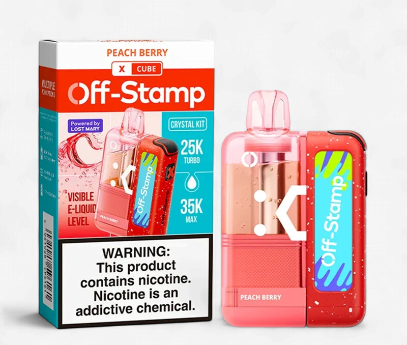 OFF STAMP X-CUBE CRYSTAL KIT POWERED BY LOST MARY 35K PUFF DISPOSABLE 5CT/BOX | PEACH BERRY