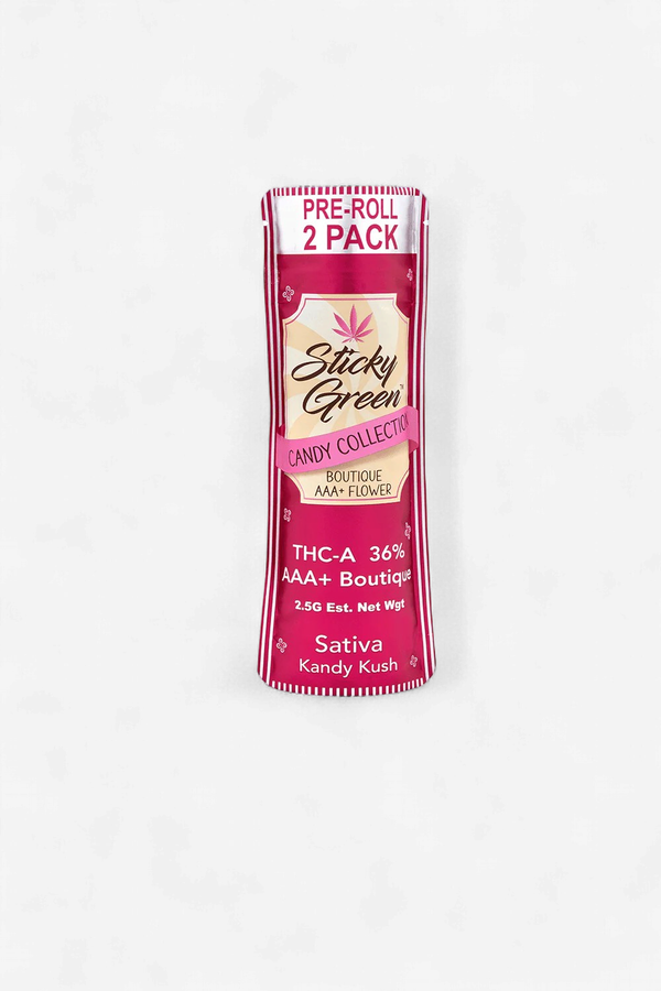 STICKY GREEN 2.5G CANDY PRE ROLLS 2PK 10CT KANDY KUSH SATIVA