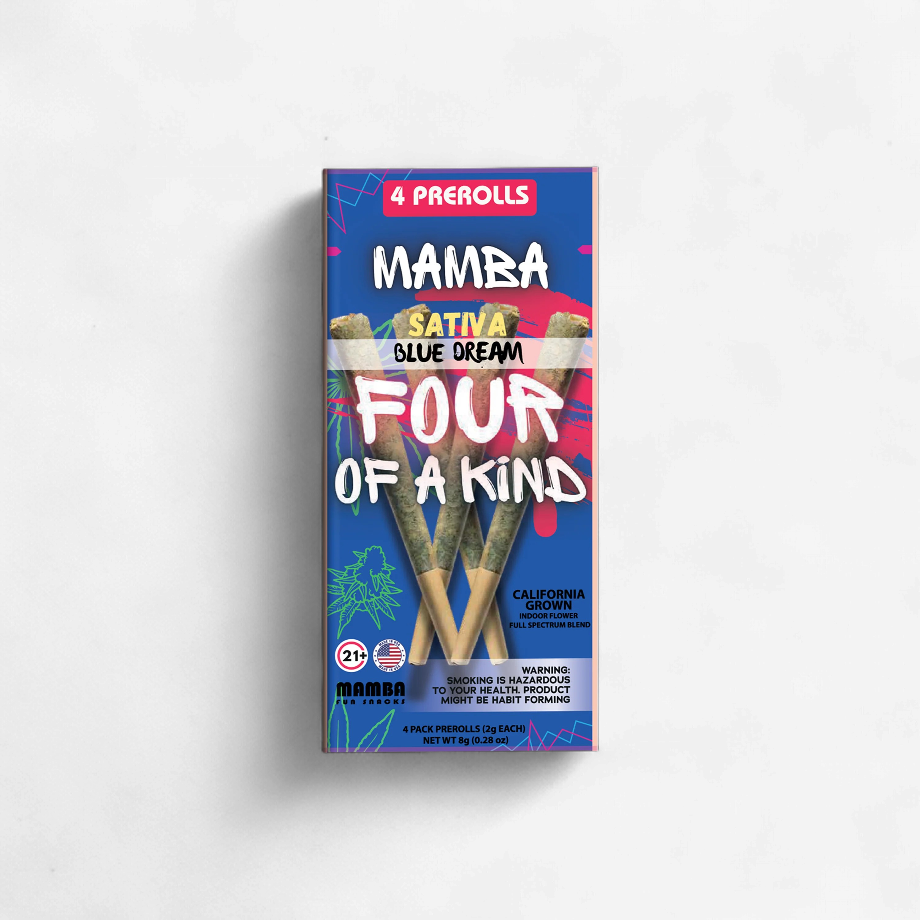 MAMBA FOUR OF A KIND 2G PREROLLS 4PK 10CT  BLU DREAM - SATIVA