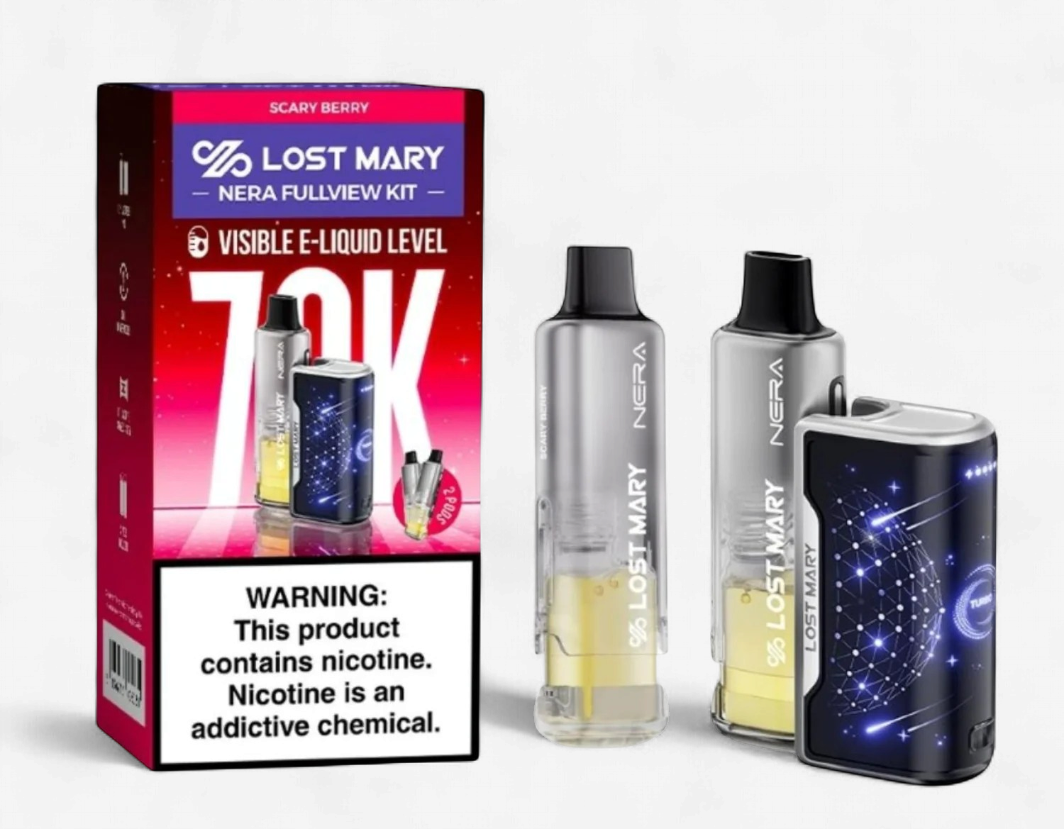 LOST MARY NERA FULLVIEW KIT 70K PUFFS  DISPOSABLE 5CT/BOX | SCARY BERRY