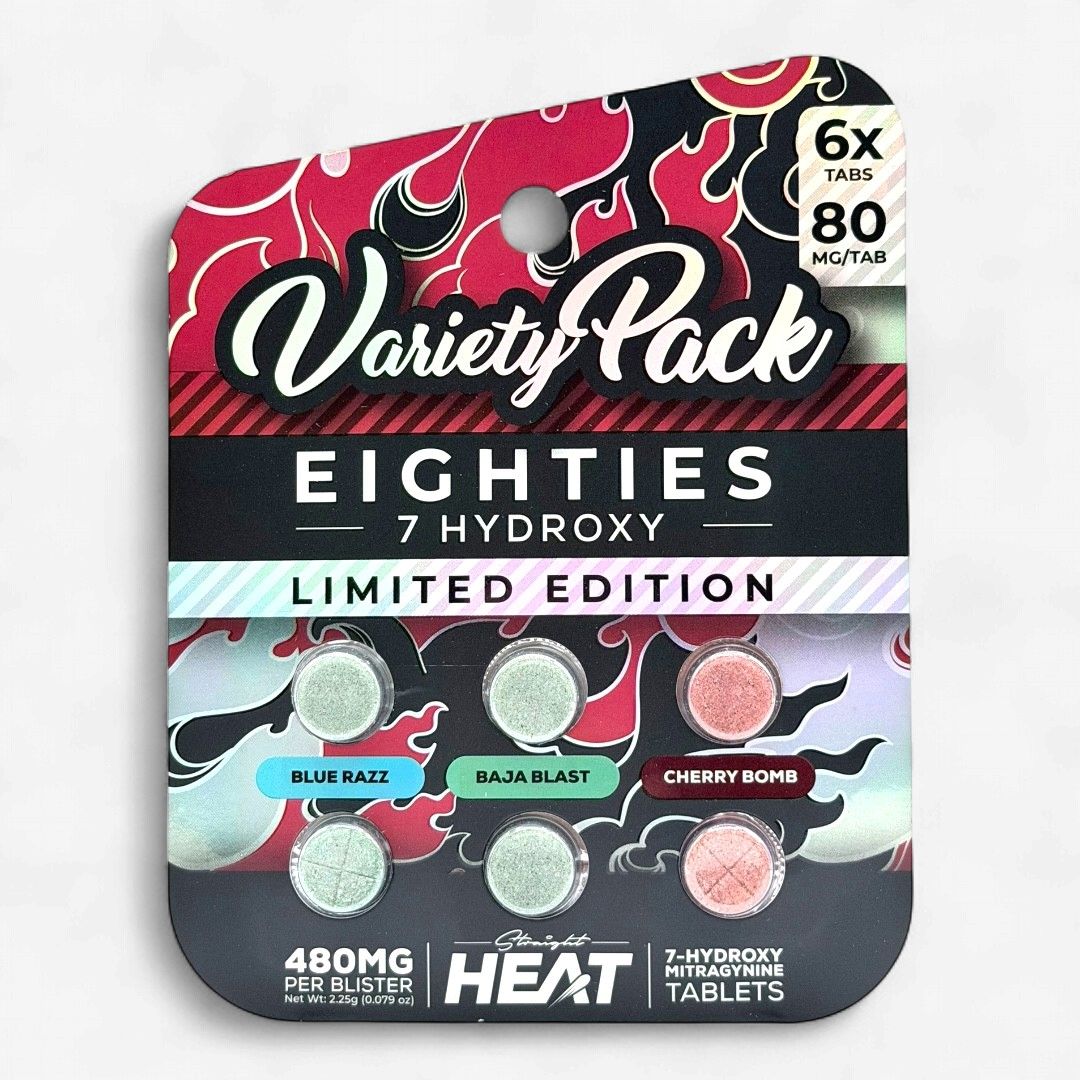 STRAIGHT HEAT EIGHTIES 7OH 80mg Tabs 6/Pk VARIETY PACK