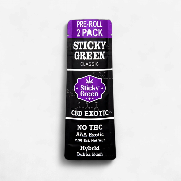 STICKY GREEN CBD EXOTIC CLASSIC 2.5GR PREROLL 2PK BUBBA KUSH HYBRID