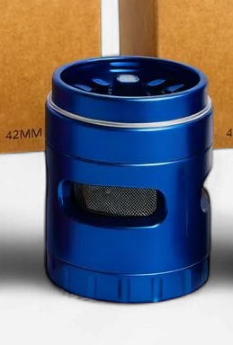 ALEAF GRINDER W/GLASS WINDOW 42mm 4pt ALG101-42MM BLUE