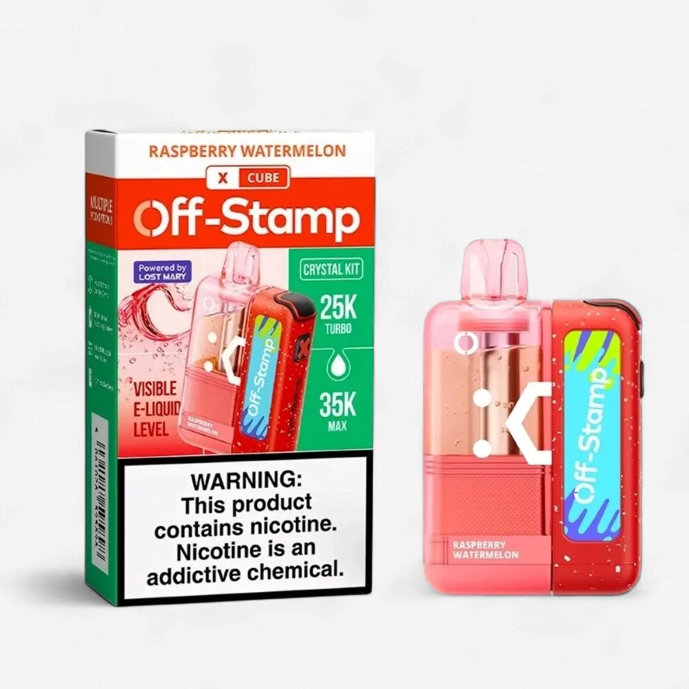 OFF STAMP X-CUBE CRYSTAL KIT POWERED BY LOST MARY 35K PUFF DISPOSABLE 5CT/BOX | RASPBERRY WATERMELON