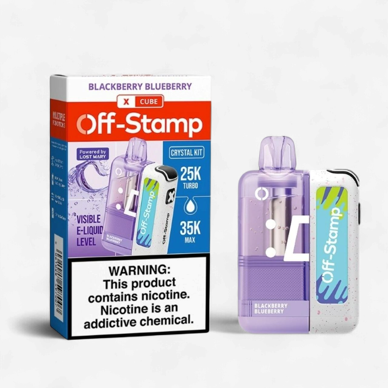 OFF STAMP X-CUBE CRYSTAL KIT POWERED BY LOST  MARY 35K PUFF DISPOSABLE 5CT/BOX | BLACKBERRY BLUEBERRY