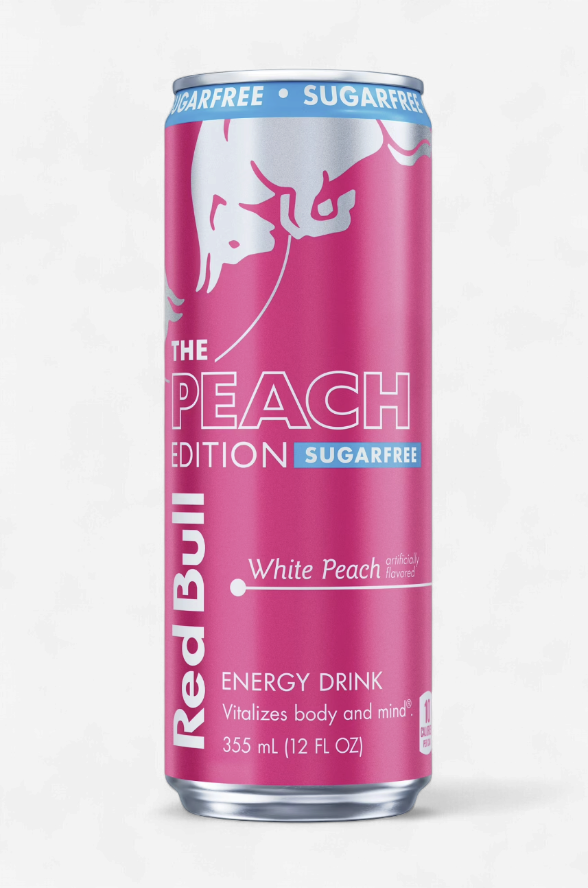 THE WHITE PEACH RED BULL SUGAR FREE ENERGY DRINK  12oz