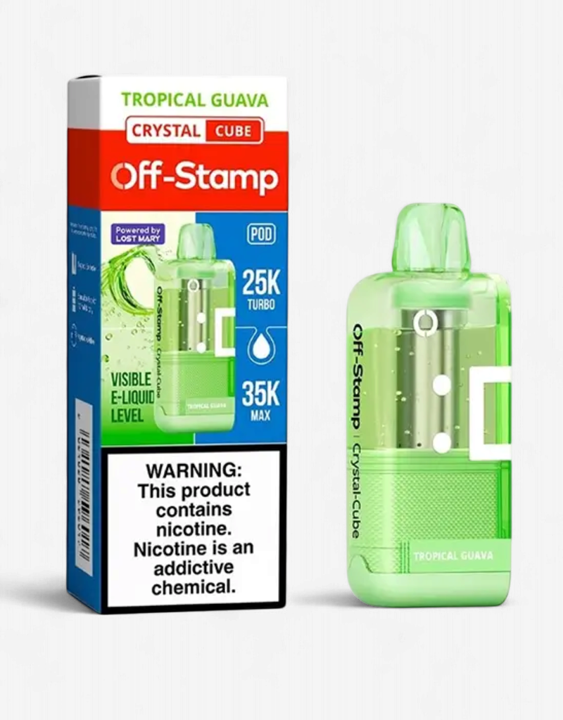 OFF STAMP X-CUBE CRYSTAL KIT POWERED BY LOST MARY 35K PUFF DISPOSABLE PODS 5CT/BOX | TROPICAL GUAVA