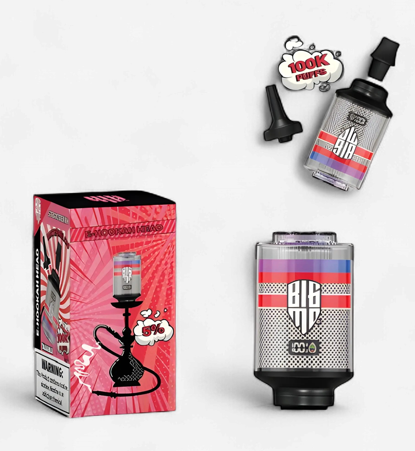 BIGMO 100K PUFF E HOOKAH HEAD SINGLE | STRAWBERRY WATERMELON