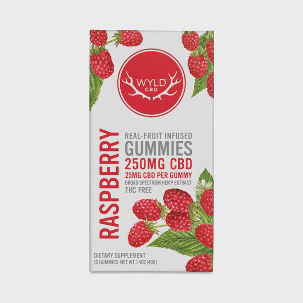 43 WYLD CBD 250mg GUMMIES 10ct/JAR RASPBERRY