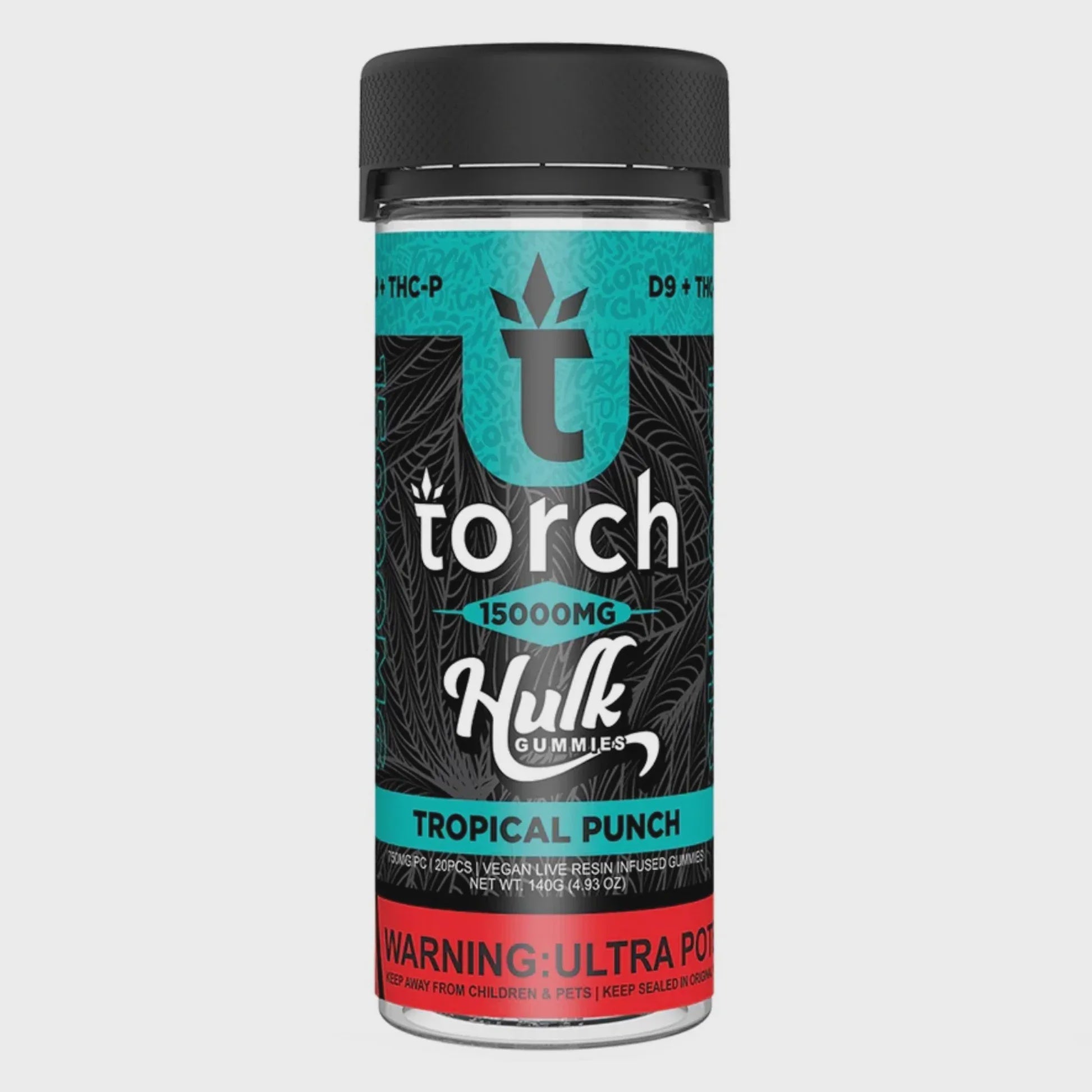TORCH HULK D9+THC-P 15000mg GUMMIES 20/Jar TROPICAL PUNCH